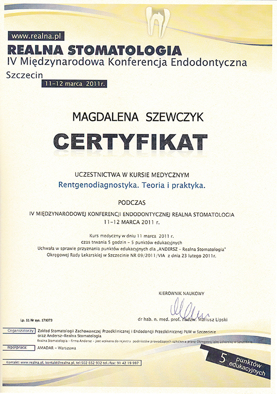 certyfikat 11-12 marca 2011