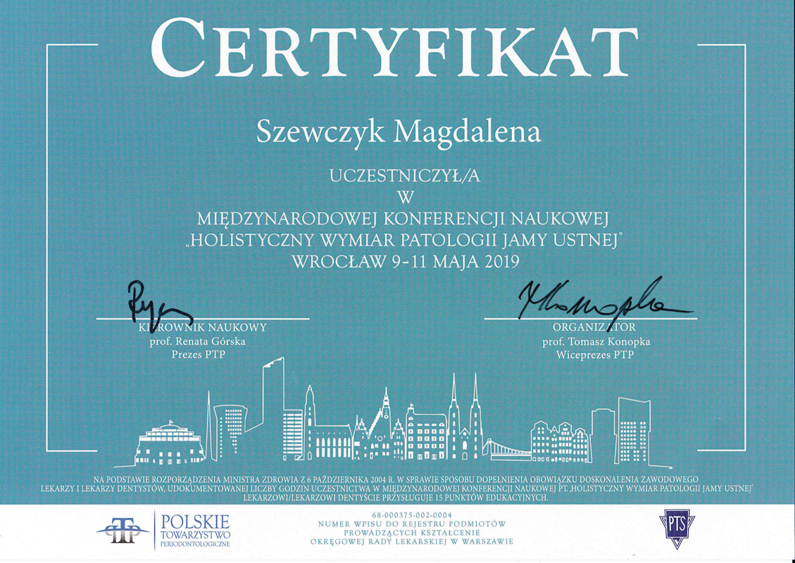 certyfikat 9-11 maja 2019